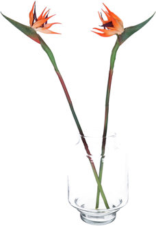 Bellatio Design Kunstbloem Strelitzia/paradijsvogelplant? - 2x - 58 cm - losse steel - kunst zijdebloem