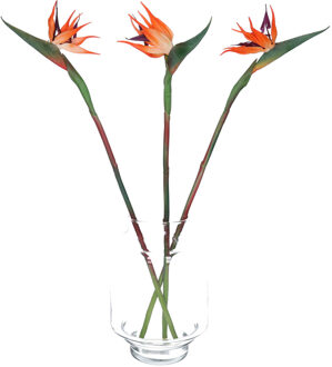 Bellatio Design Kunstbloem Strelitzia/paradijsvogelplant? - 3x - 58 cm - losse steel - kunst zijdebloem