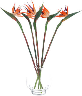 Bellatio Design Kunstbloem Strelitzia/paradijsvogelplant? - 5x - 58 cm - losse steel - kunst zijdebloem