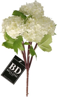 Bellatio Design Kunstbloem Viburnum/sneeuwbal - 30 cm - creme - losse steel - kunst zijdebloemen