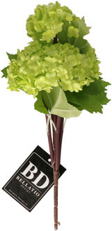 Bellatio Design Kunstbloem Viburnum/sneeuwbal - 30 cm - groen - losse steel - kunst zijdebloemen