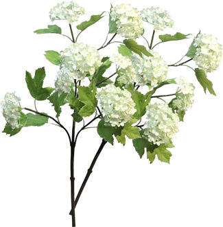 Bellatio Design Kunstbloem Viburnum/sneeuwbal Roseum - 2x - 60 cm - creme - losse steel - kunst zijdebloemen