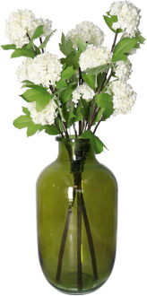 Bellatio Design Kunstbloem Viburnum/sneeuwbal Roseum - 3x - 60 cm - creme - losse steel - kunst zijdebloemen