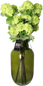 Bellatio Design Kunstbloem Viburnum/sneeuwbal Roseum - 5x - 60 cm - groen - losse steel - kunst zijdebloemen