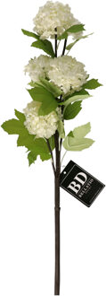 Bellatio Design Kunstbloem Viburnum / sneeuwbal Roseum - 60 cm - creme wit - losse steel - kunst zijdebloemen