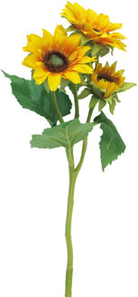 Bellatio Design Kunstbloem Zonnebloem Helianthus - 37 cm - losse steel - kunst zijdebloem