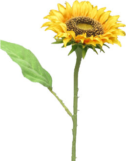 Bellatio Design Kunstbloem Zonnebloem Helianthus - 42 cm - losse steel - kunst zijdebloem - Kunstbloemen Geel