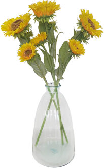 Bellatio Design Kunstbloem Zonnebloem Helianthus groot - 3x - 85 cm - losse steel - kunst zijdebloem