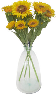 Bellatio Design Kunstbloem Zonnebloem Helianthus groot - 5x - 85 cm - losse steel - kunst zijdebloem