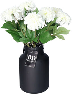 Bellatio Design Kunstbloemen boeket Dahlia - 10x - 50 cm - creme wit - kunst zijdebloemen