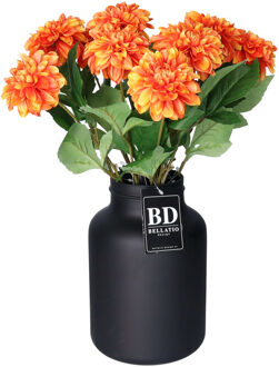 Bellatio Design Kunstbloemen boeket Dahlia - 10x - 50 cm - oranje - kunst zijdebloemen