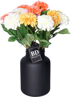 Bellatio Design Kunstbloemen boeket Dahlia's - 12 stelen - 50 cm - kleurenmix - zijdebloemen