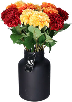 Bellatio Design Kunstbloemen boeket Dahlia's - 12 stelen - 50 cm - kleurenmix - zijdebloemen
