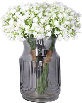 Bellatio Design Kunstbloemen boeket Gipskruid - 2x - 33 cm - wit - kunst zijdebloem - Gypsophila