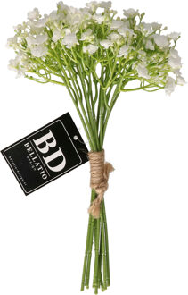 Bellatio Design Kunstbloemen boeket Gipskruid - 33 cm - wit - kunst zijdebloem - Gypsophila