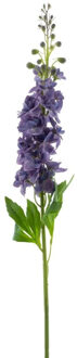 Bellatio Design Kunstbloemen boeket Ridderspoor/delphinium Roland - 8x - 87 cm - paars - kunst zijdebloemen