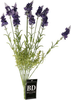 Bellatio Design Kunstbloemen bos Lavendel / lavendula - 40 cm - donkerblauw/paars - kunst zijdebloemen