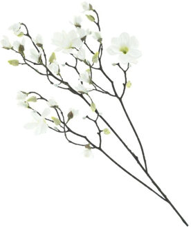 Bellatio Design Kunstbloemen Magnolia tak Osaka - 123 cm - wit - Kunst zijdebloemen - siertakken
