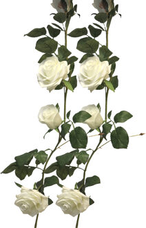 Bellatio Design Kunstbloemen slinger rozen Emily - 2x - 145 cm - wit - guirlande - decoratie - bruiloft versiering