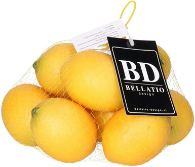Bellatio Design Kunstfruit citroenen - 10x - geel - 7 cm - namaak/nep fruit - kunststof fruitschaal decoratie