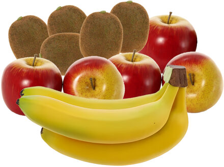 Bellatio Design Kunstfruit - fruitschaal decoratie set - bananen - appels - kiwi's - fruit