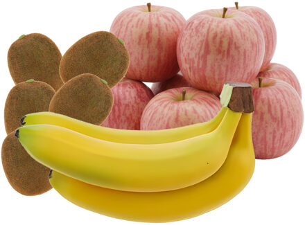 Bellatio Design Kunstfruit - fruitschaal decoratie set - bananen - appels - kiwi's - fruit