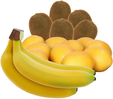 Bellatio Design Kunstfruit - fruitschaal decoratie set - bananen - citroenen - kiwi's - fruit