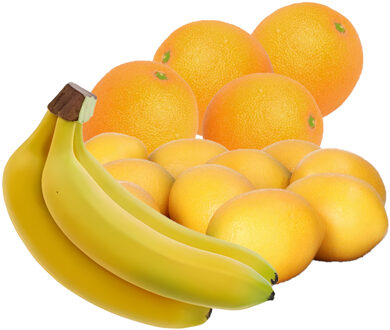 Bellatio Design Kunstfruit - fruitschaal decoratie set - bananen - citroenen - sinaasappels - fruit