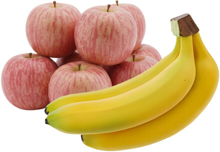 Bellatio Design Kunstfruit - fruitschaal decoratie set - bananen en appels - fruit