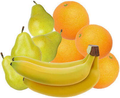 Bellatio Design Kunstfruit - fruitschaal decoratie set - bananen - sinaasappels - peren - fruit