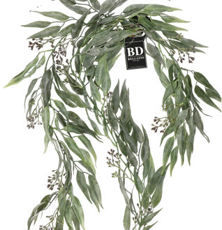 Bellatio Design kunstplant/hangplant slinger - 2x - Eucalyptus - groen - 198 cm