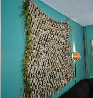 Bellatio Design kunstplant/hangplant slinger - Druivenblad/Vitaceae - groen - 180 cm