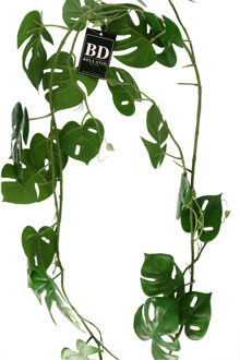 Bellatio Design kunstplant/hangplant slinger - Monstera - groen - 180 cm