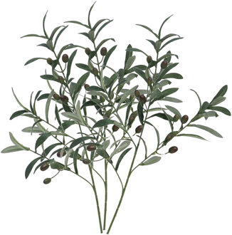 Bellatio Design Kunstplant Olijf takken - 3x - 75 cm - groen - olijfboom - siertakken stelen - decoratie