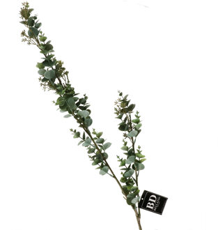 Bellatio Design Kunstplant sierttakken Eucalyptus luxe - 119 cm - lichtgroen - bladgroen - decoratief