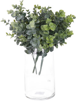 Bellatio Design Kunstplant takken Eucalyptus Cinera - 3x - 32 cm - bosje/bundel - bladgroen stelen