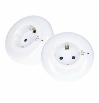 Bellatio Design LED Nachtlamp met lichtsensor - 2x - 230v - kinderkamer - met stopcontact - energiebesparend