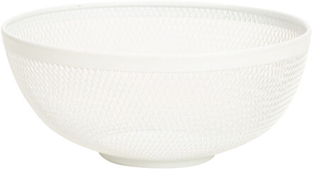 Bellatio Design Metalen draadmand fruitschaal - wit - rond - 26 x 12 cm