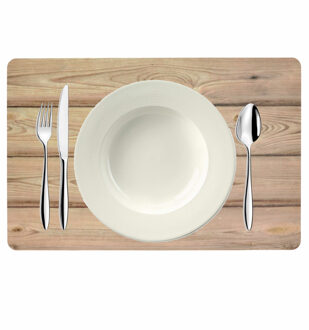 Bellatio Design Placemat - 8 stuks - hout look - bruin - 43 x 28 cm