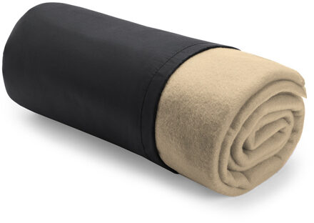 Bellatio Design Set van 10x stuks warme Polar Fleece deken/plaid beige 120 x 150 cm - Woondekens/banddekens - Incl. opberghoes