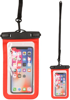 Bellatio Design Set van 2x stuks Bellatio Design waterdicht telefoonhoesje voor alle telefoons tot 6 inch rood - Telefoonhoesjes