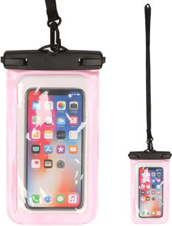 Bellatio Design Set van 2x stuks Bellatio Design waterdicht telefoonhoesje voor alle telefoons tot 6 inch roze