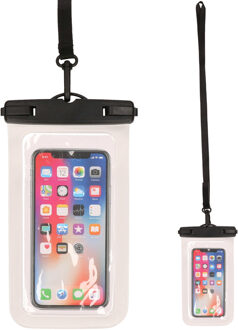Bellatio Design Set van 2x stuks Bellatio Design waterdicht telefoonhoesje voor alle telefoons tot 6 inch wit - Telefoonhoesjes