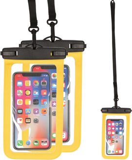 Bellatio Design Set van 3x stuks Bellatio Design waterdicht telefoonhoesje voor alle telefoons tot 6 inch geel - Telefoonhoesjes