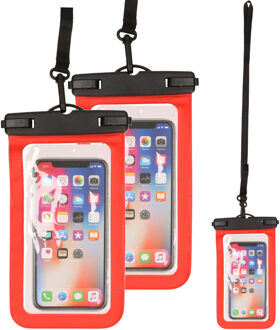 Bellatio Design Set van 3x stuks Bellatio Design waterdicht telefoonhoesje voor alle telefoons tot 6 inch rood - Telefoonhoesjes