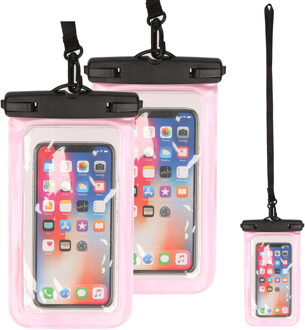 Bellatio Design Set van 3x stuks Bellatio Design waterdicht telefoonhoesje voor alle telefoons tot 6 inch roze - Telefoonhoesjes