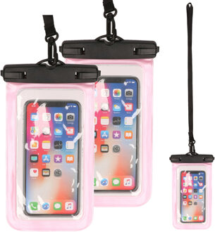 Bellatio Design Set van 3x stuks Bellatio Design waterdicht telefoonhoesje voor alle telefoons tot 6 inch roze