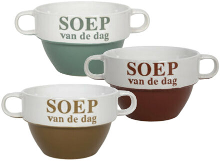 Bellatio Design Soepkommen/schaaltjes - Soep van de dag - 9x stuks - multi kleuren - keramiek - D12 x H8 cm