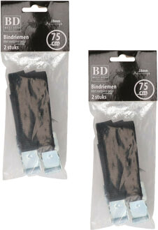 Bellatio Design spanbanden/sjorbanden/bindriemen - 4x stuks - zwart - 75 cm