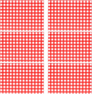 Bellatio Design Tafel Placemats - 6x - Bistro print - rood/wit geblokt - 43 x 28 cm - pvc
